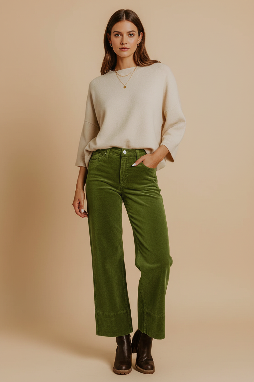 Velours vert vignoble - Face fond beige